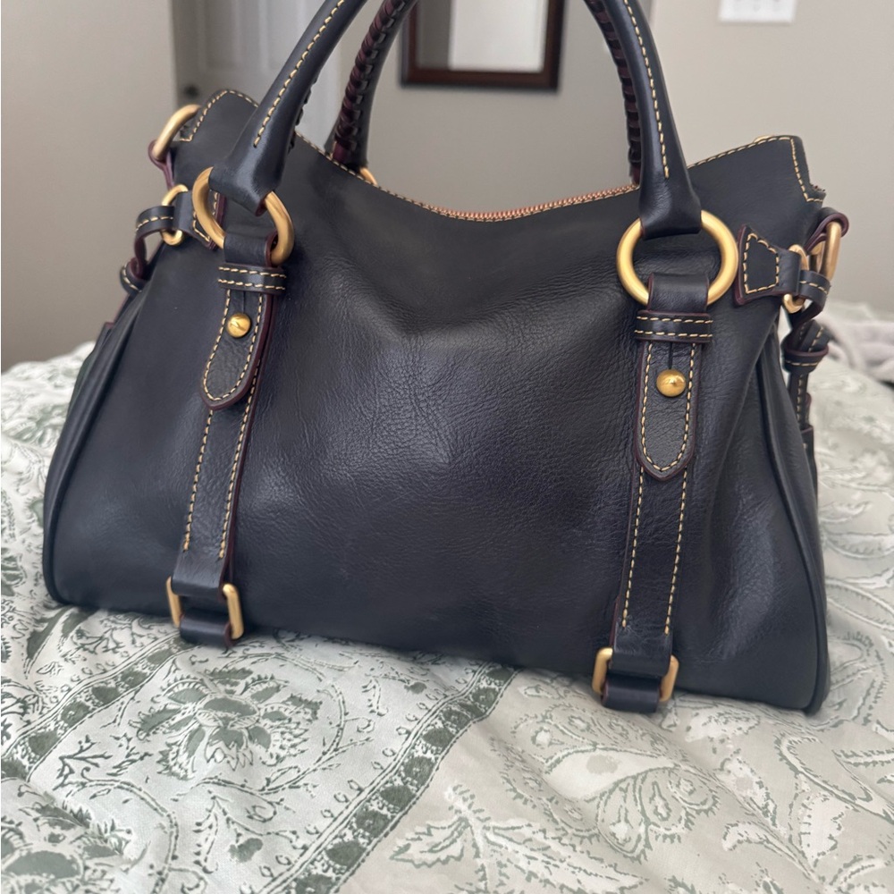 Dooney & Bourke Florentine Leather Satchel in the color Navy